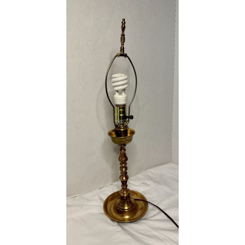 Vintage MCM Hollywood Regency BRASS Berger Candlestick Table Lamp 23" Works